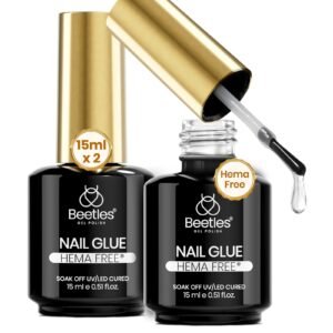 アクリルネイルチップとクリアプレスオンネイル用 HEMAフリーネイルグルージェル 15ml 2個入り