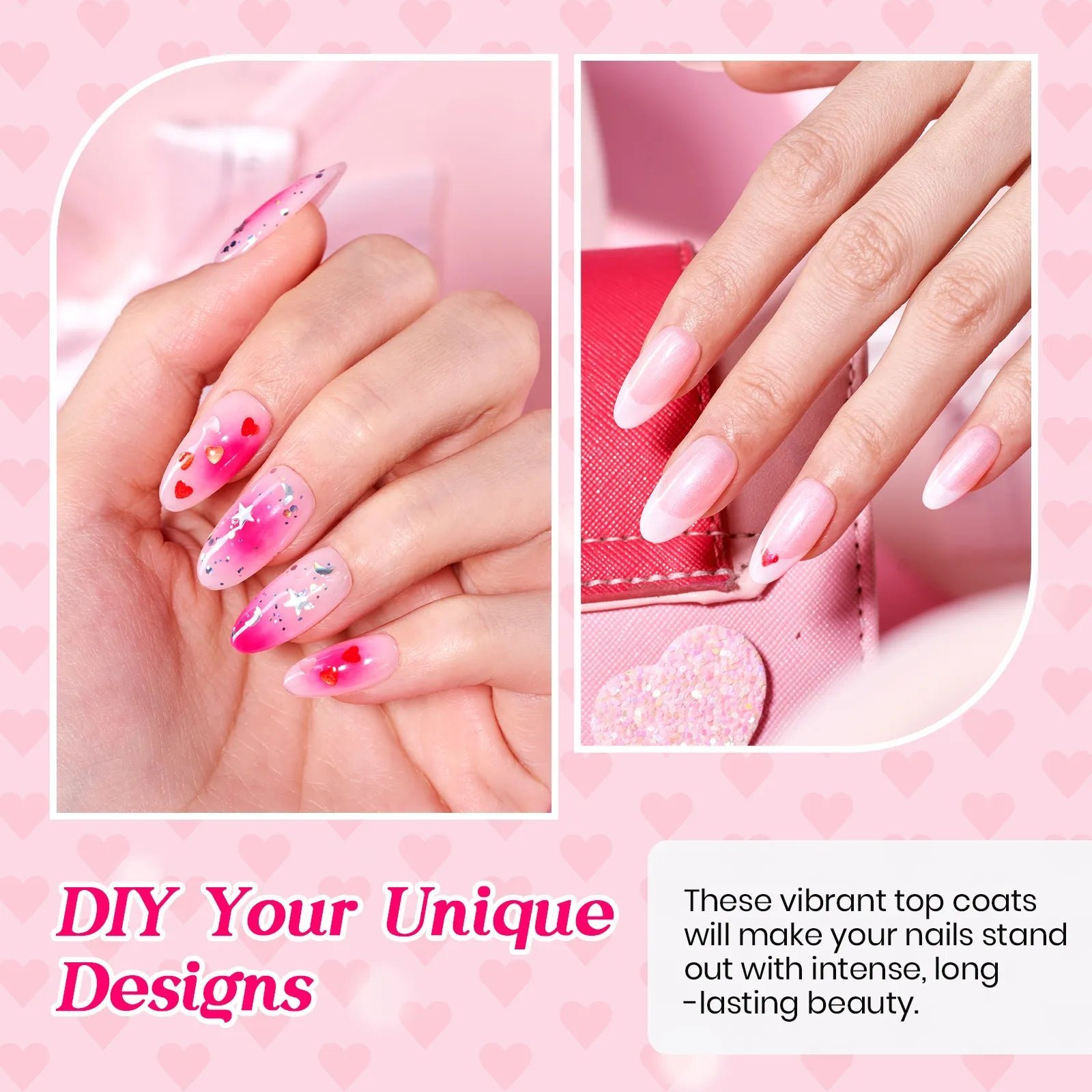 ハートスター バレンタインデー 反射グリッター ジェルトップコート 6個セット - 画像 (5)