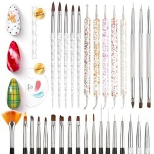 31本のネイルアートブラシオールインワンキット（ブラシホルダーとパレット付き）