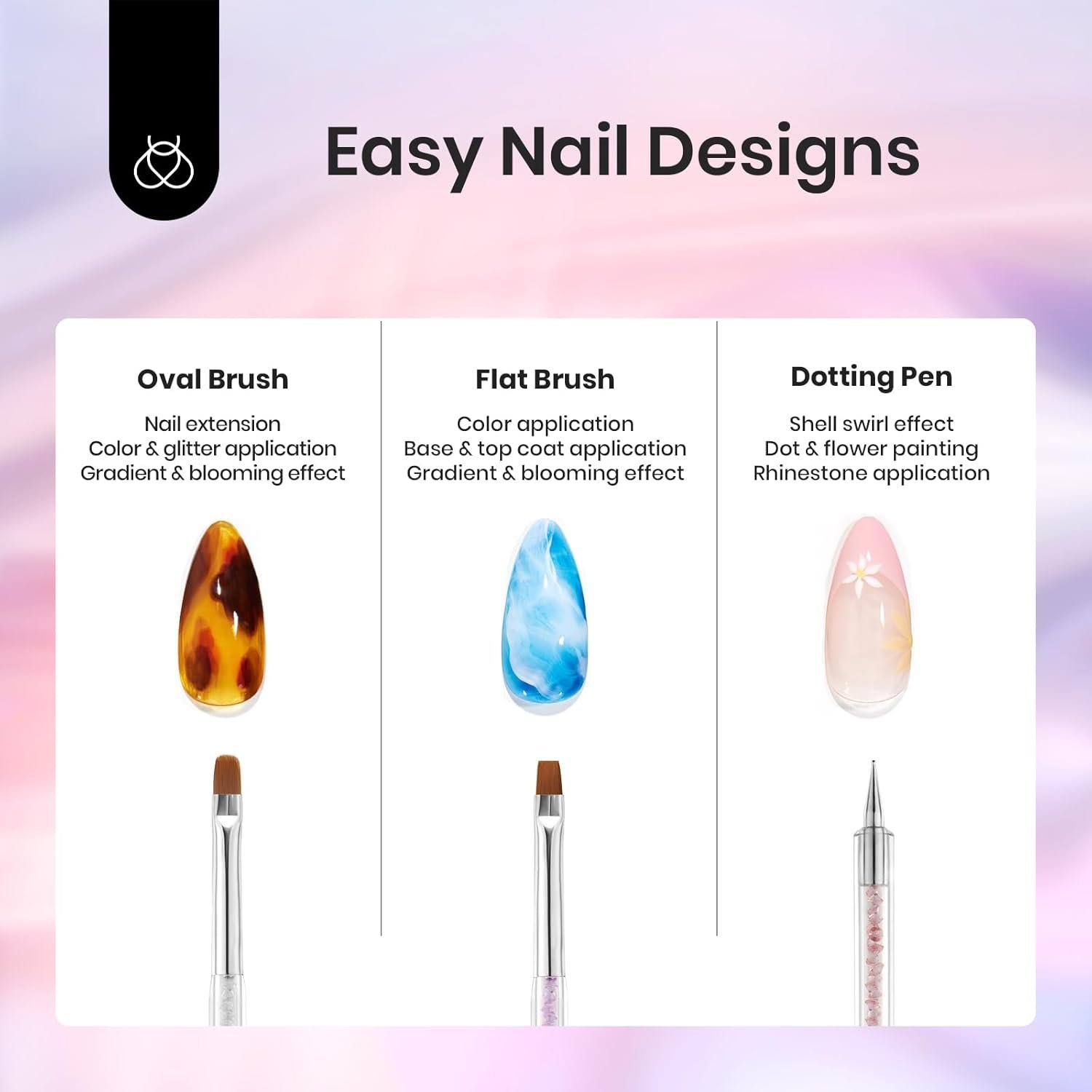 8本のネイルアートライナーブラシセット:精密なジェル塗布 - 画像 (3)