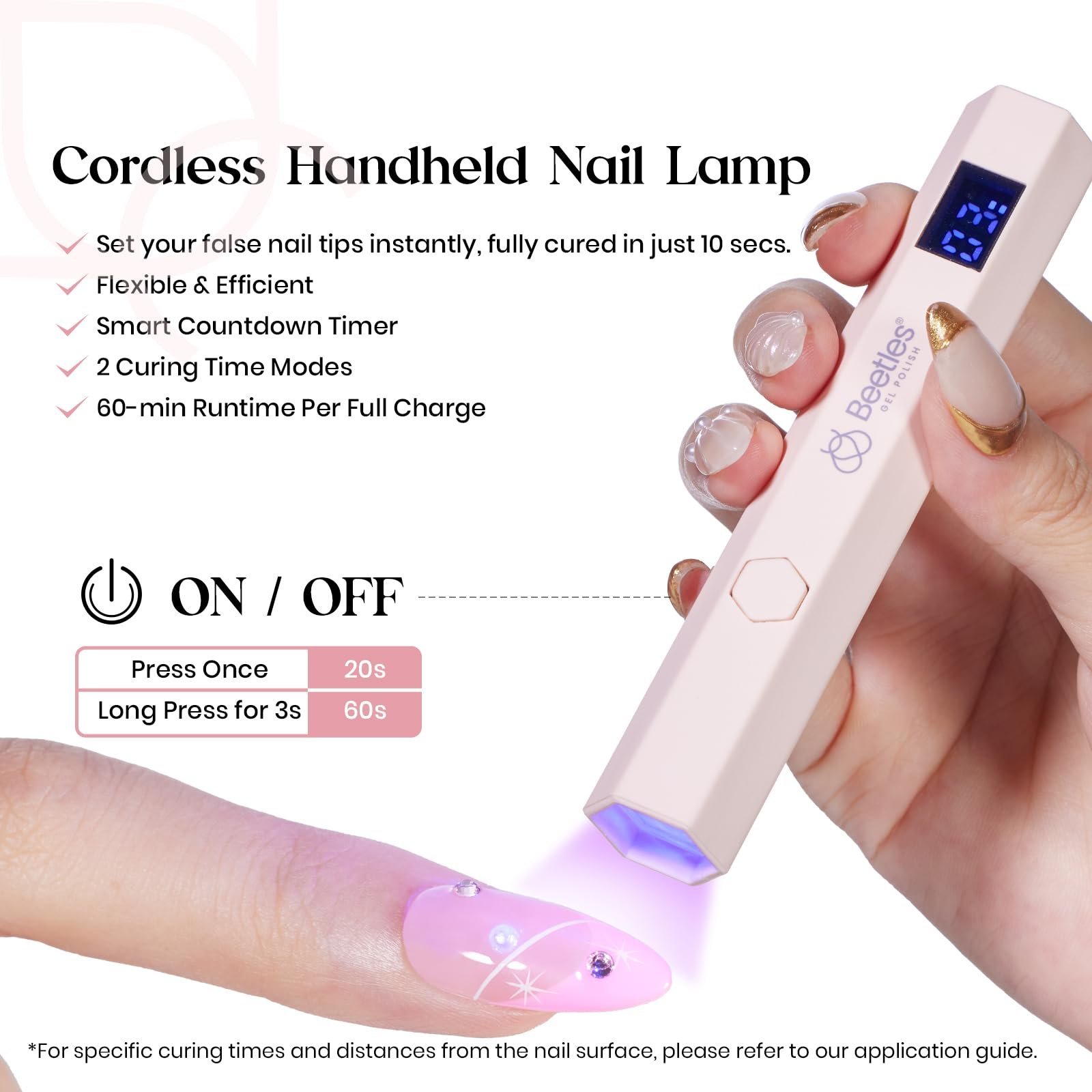 アーモンドミディアムネイルチップエクステンションキット(ハンドヘルドネイルランプ付き、15サイズ) - 画像 (5)