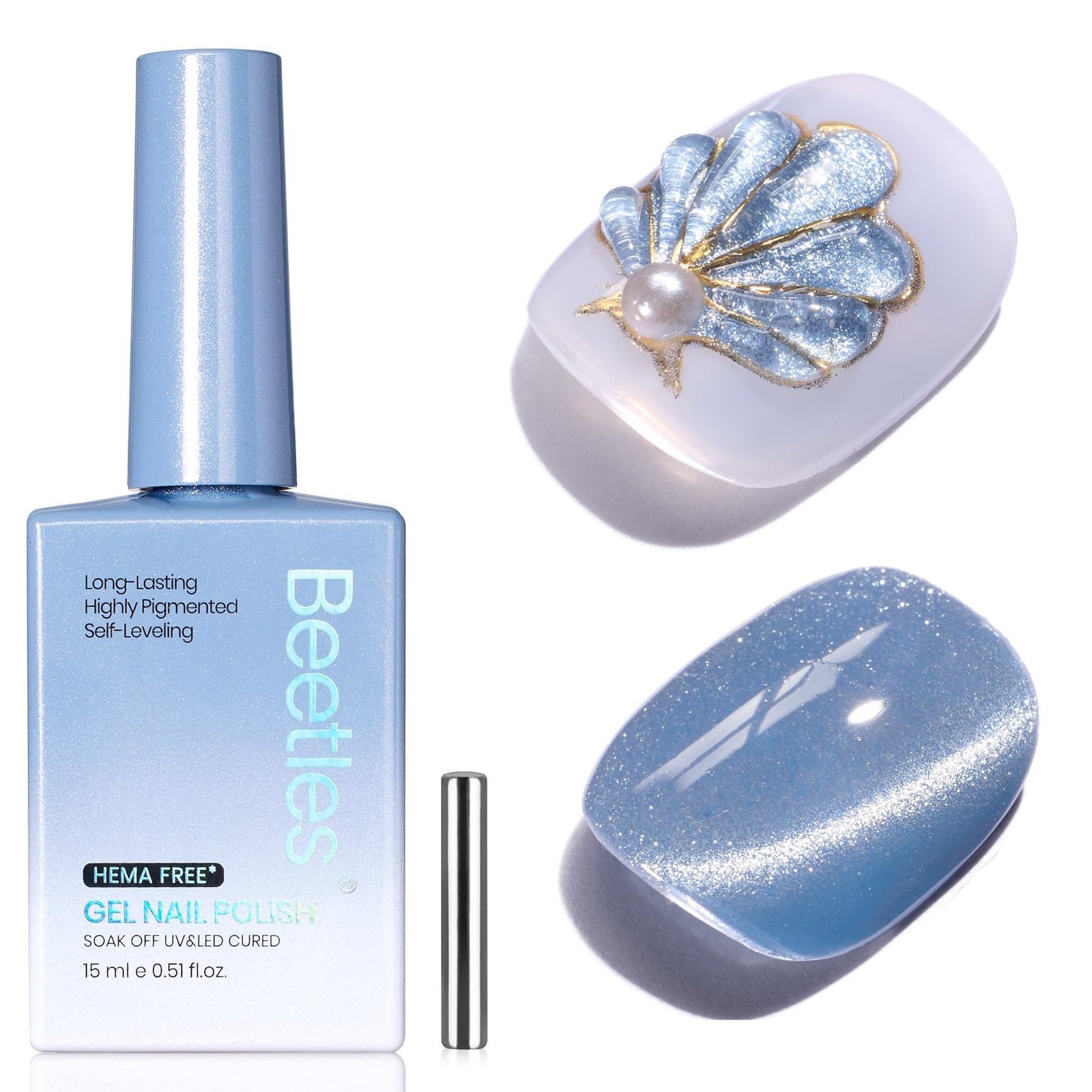 Glacial Sigh HEMAフリー ジェルネイルポリッシュ - 15ml アイシーブルーネイル グラッシーブルーグリッター キャットアイ ジェルポリッシュ