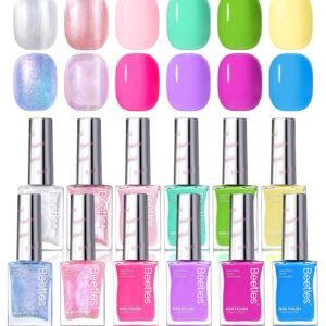 ジェルネイルポリッシュ｜12色のグリッターカラーの自然乾燥ネイルポリッシュ