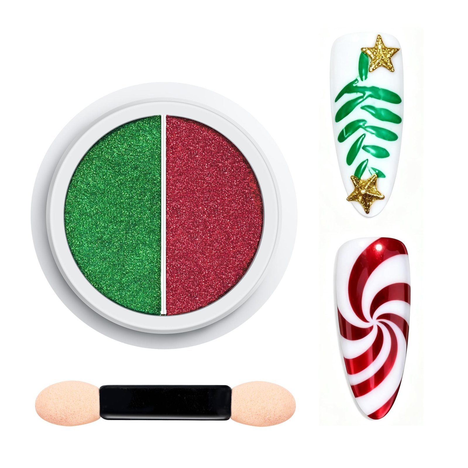 クロームネイルパウダー クリスマス 2色 ミラー効果 レッド グリーン メタリック クローマーパウダー ネイル用