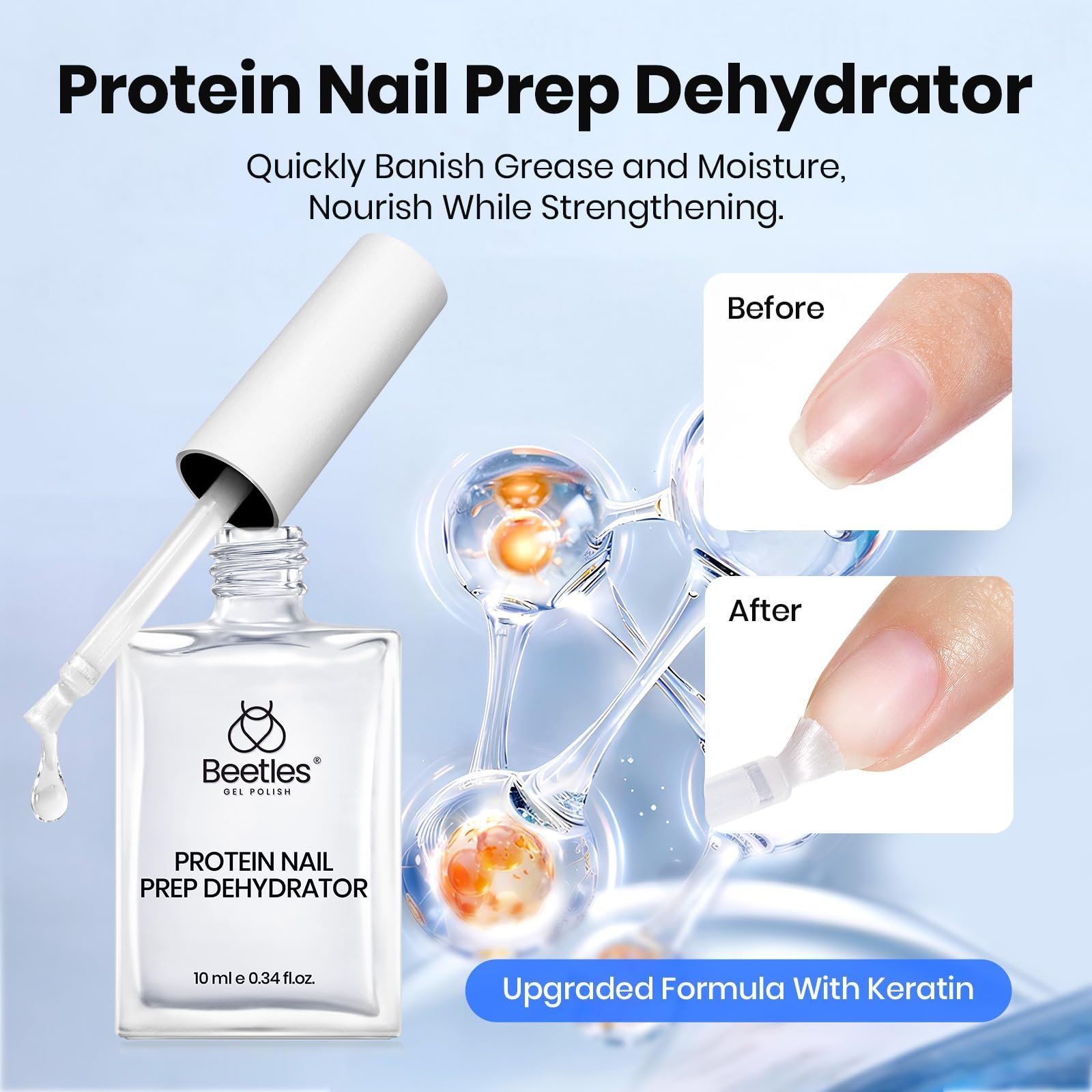 ヘマフリー プロテイン ネイルプレップ デハイドレーター&プライマー マット&グリッタージェル トップコート&ベースセット 6個 - 画像 (2)