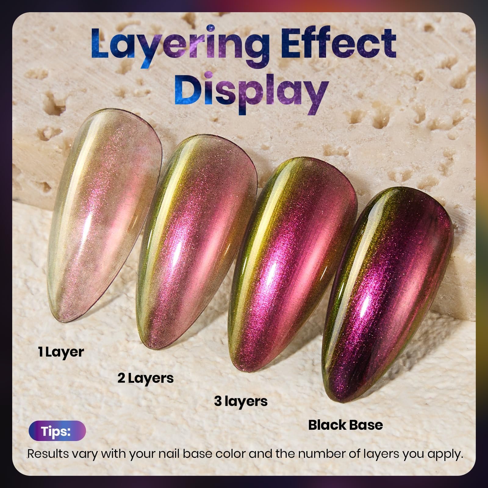 クロームネイルポリッシュ - カメレオンエンバーホログラフィックネイルポリッシュクイックドライグリッターレッドゴールドパープル - 画像 (5)