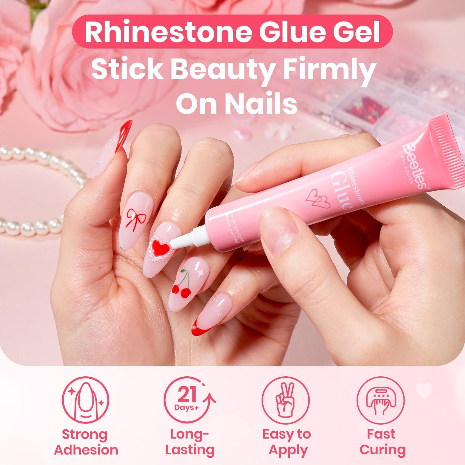 3Dジェルネイルアートラインストーングルーキット - バレンタインネイル限定ネイルデコレーション(ネイルポリッシュ用) - 画像 (3)