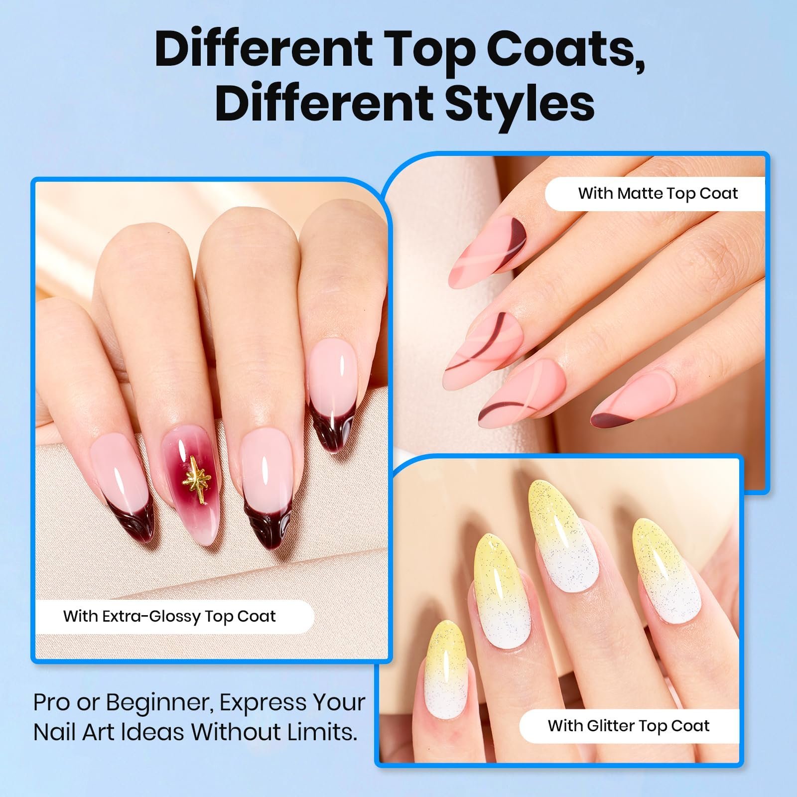 ヘマフリー プロテイン ネイルプレップ デハイドレーター&プライマー マット&グリッタージェル トップコート&ベースセット 6個 - 画像 (6)