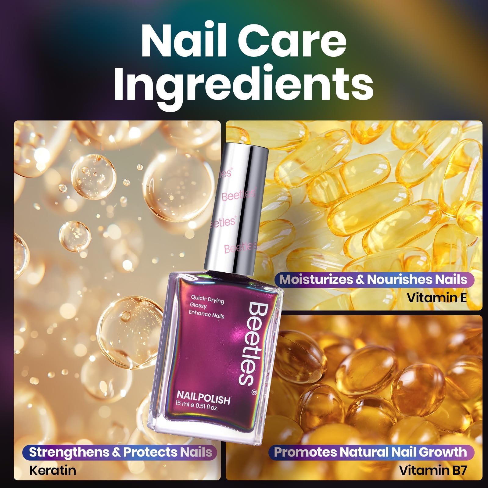 クロームネイルポリッシュ - カメレオンエンバーホログラフィックネイルポリッシュクイックドライグリッターレッドゴールドパープル - 画像 (8)