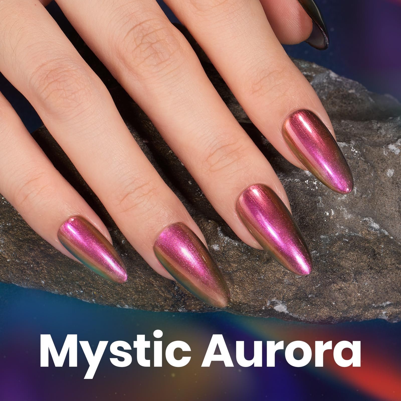 クロームネイルポリッシュ - カメレオンエンバーホログラフィックネイルポリッシュクイックドライグリッターレッドゴールドパープル - 画像 (9)