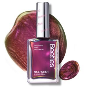 クロームネイルポリッシュ - カメレオンエンバーホログラフィックネイルポリッシュクイックドライグリッターレッドゴールドパープル