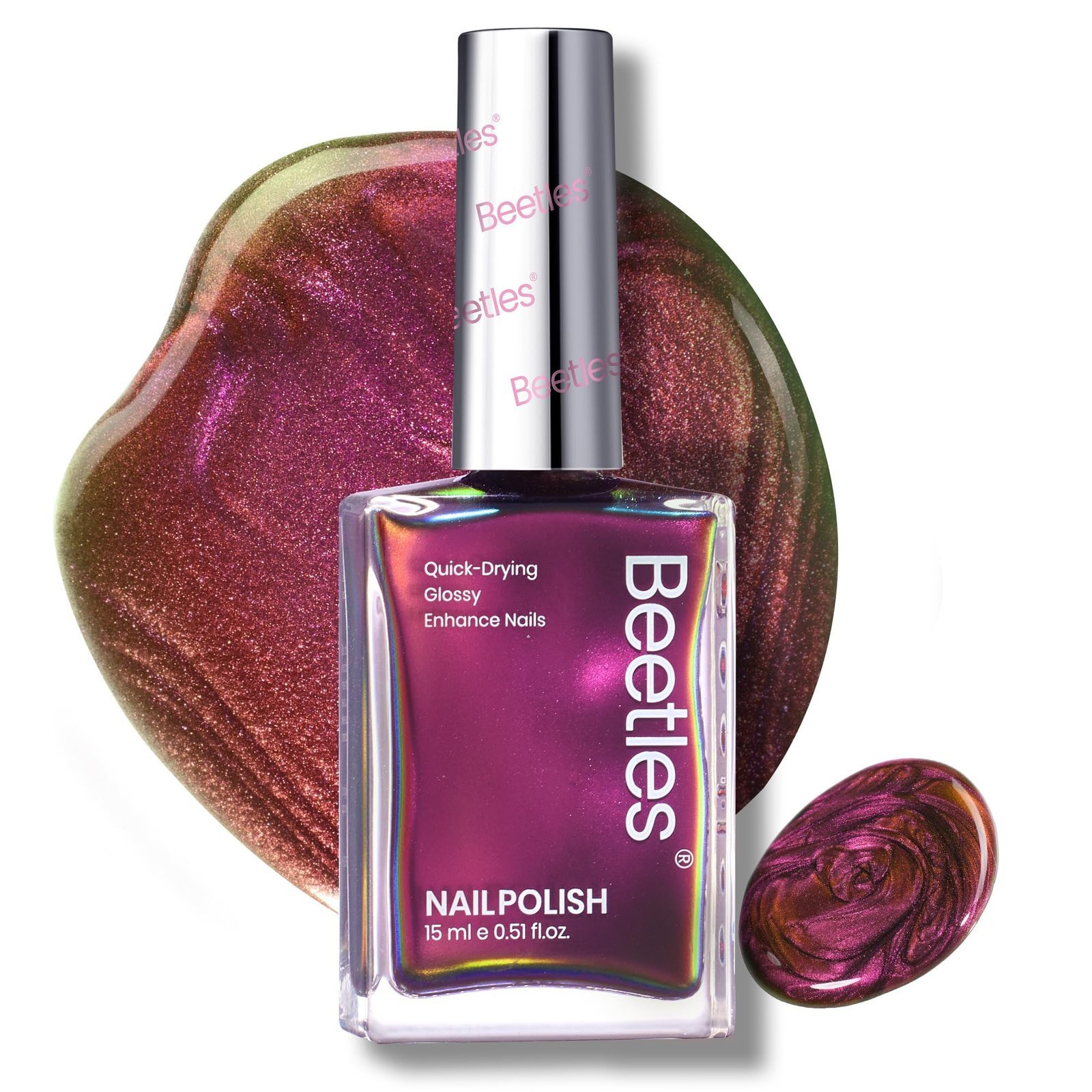 クロームネイルポリッシュ - カメレオンエンバーホログラフィックネイルポリッシュクイックドライグリッターレッドゴールドパープル